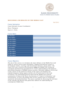 DISCOURSES AND DEBATES ON THE MIDDLE EAST Fall 2013
