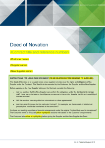 Deed of novation - Department of Housing and Public Works