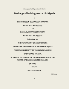 Discharge of building contract in Nigeria