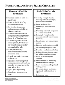 Homework-Study Skills Checklist