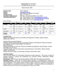 Updated Course Syllabus - UCSD Department of Physics