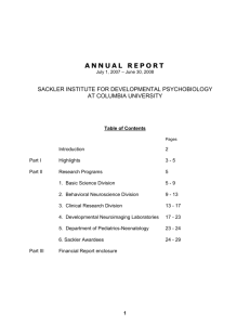 annual report - The Sackler Institutes