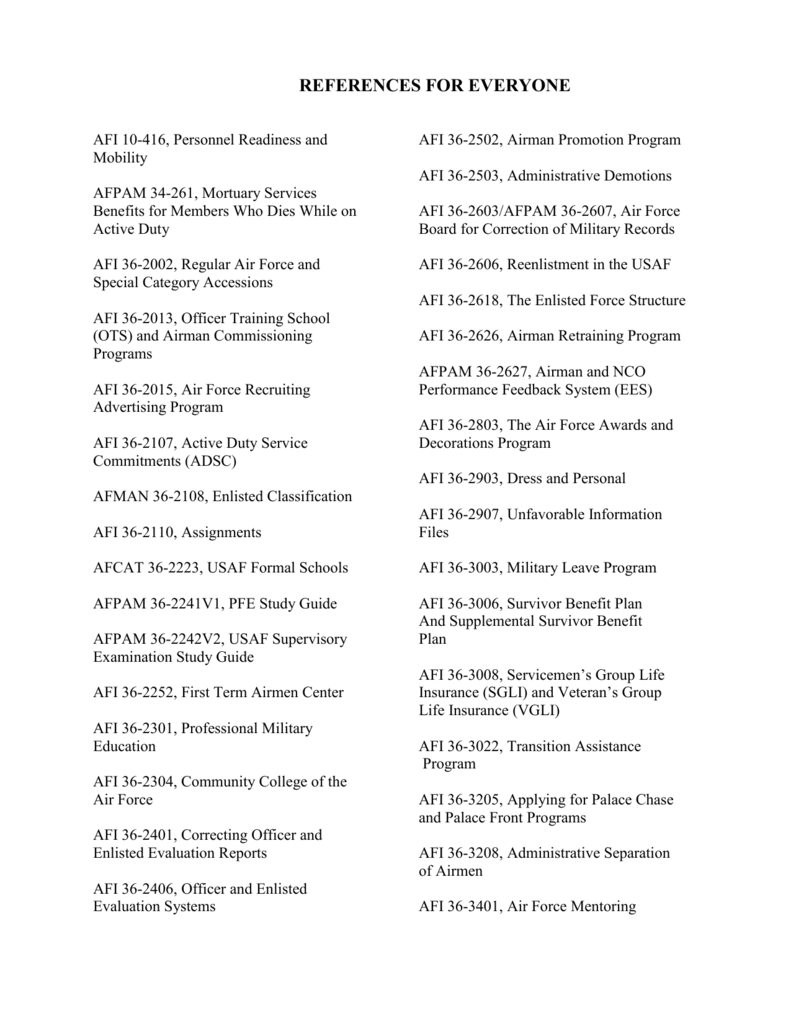 air force assignments afi 36 2110