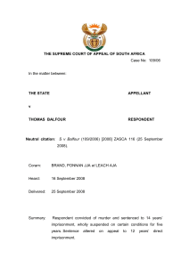 1 THE SUPREME COURT OF APPEAL OF SOUTH AFRICA Case