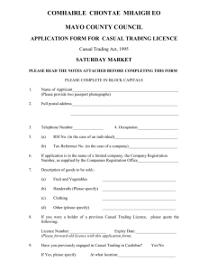 Casual Trading Application Form SATURDAY (Word