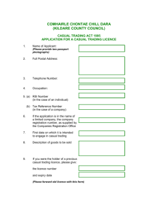 Application Form for Casual Trading Licence