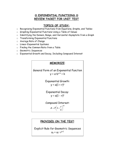 Exponential Functions - Review Packet for Unit Test