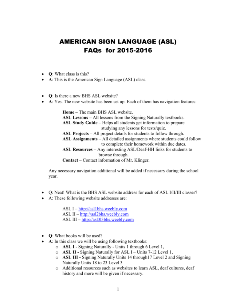 Updated August 24 15 Asl I