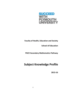 PGCE mathematics subject knowledge profile 2015 2016