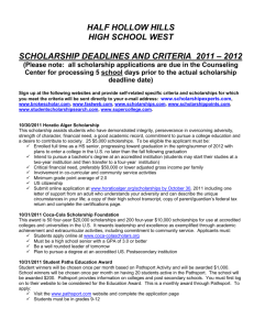 SCHOLARSHIP DEADLINES 2007-2008