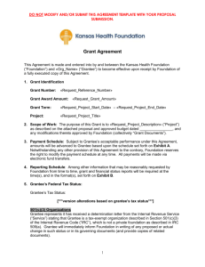 Kansas Health Foundation Grant Agreement Template