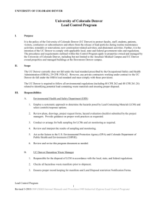 Lead Control Plan - University of Colorado Denver