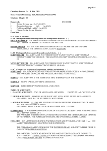 Unit 13 Chap. 14 Solution Chemistry Lecture Notes