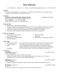 Finance Major - Office of Experiential Learning