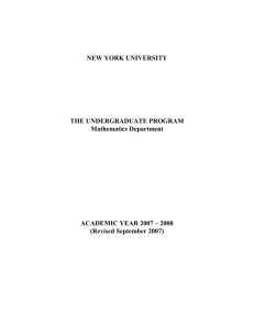 NEW YORK UNIVERSITY THE UNDERGRADUATE PROGRAM