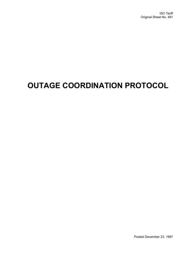 Outage Coordination Protocol (OCP)