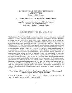 STATE OF TENNESSEE v. ARTHUR T. COPELAND (Eyewitness ID)