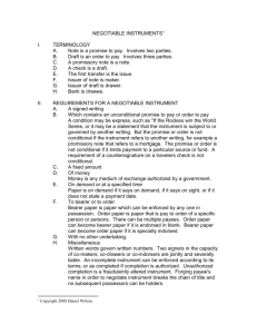 negotiable instruments - Daniel Wilson's Bar Exam Review