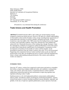 Trade Unions and Health Promotion - International Association of