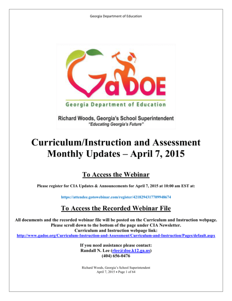 CI Updates Newsletter Department of Education