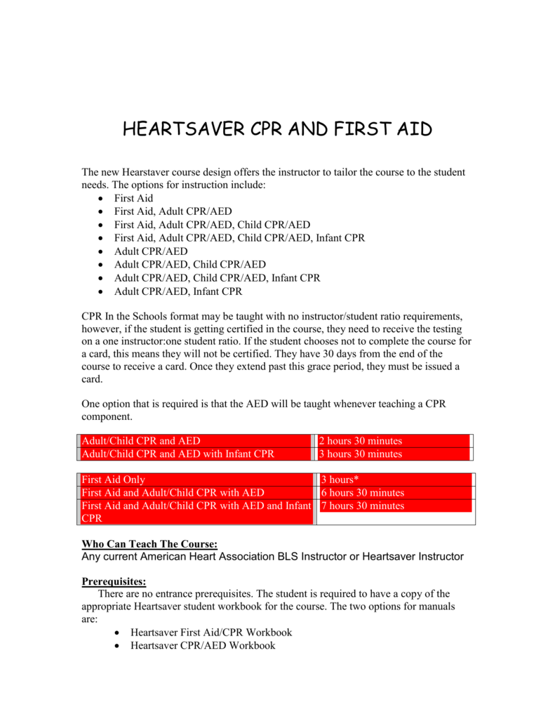 Heartsaver First Aid Cpr Aed Student Workbook Free Download