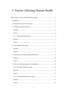 Study Session 3 Factors Affecting Human Health