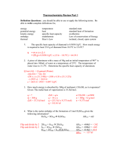 Thermochemistry Review Answers1