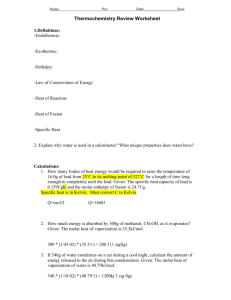 Thermochemistry Review Worksheet