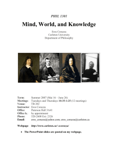 PHIL 1301: Mind, World and Knowledge - Read More