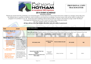 2014 EVENT SCHEDULE PROVISIONAL PROGRAM Please be
