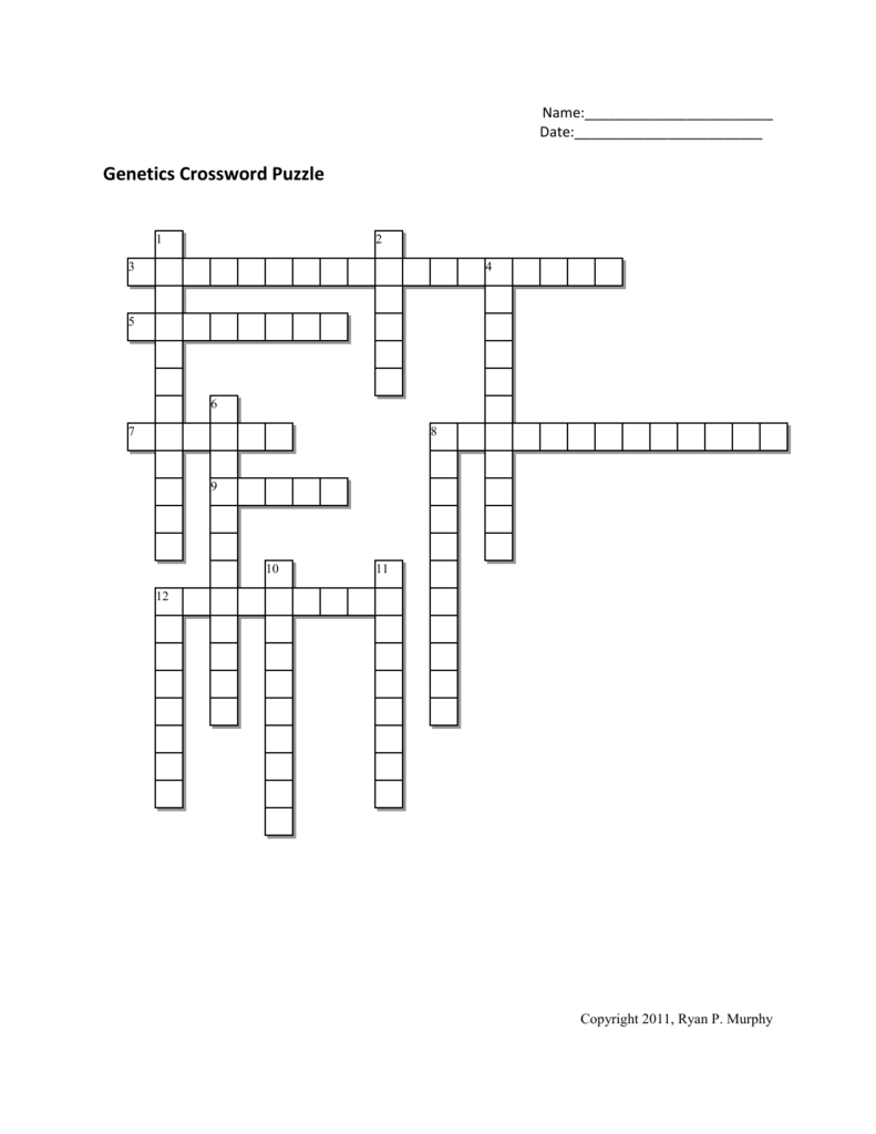 Genetics Crossword Puzzle 12 Clues With Word