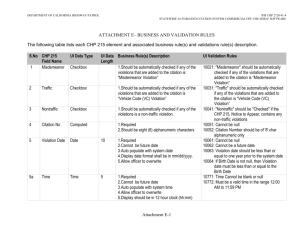 The following tables lists each CHP 215 element and associated