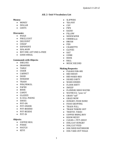 ASL 2- Unit 9 Vocabulary List