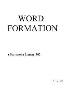 WORD FORMATION Namazova Ləman 302 18.12.10. Word