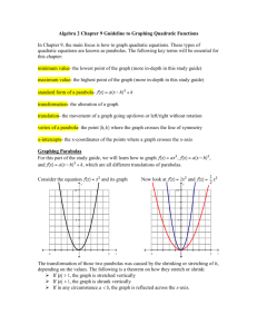Algebra 2 Chapter 9 Guideline to Graphing Quadratic Functions In