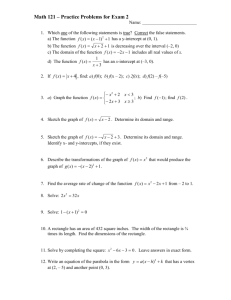 Math 121 – More Practice Problems for Exam 2