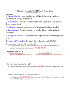 Chapter 6 Lesson 3: “World War I” Study Guide