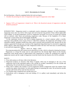 Lab #1 – Determination of a Formula