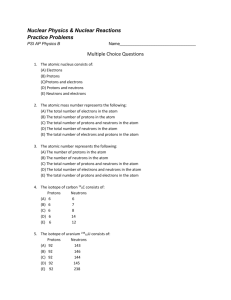 Nuclear Physics & Nuclear Reactions Practice Problems PSI AP