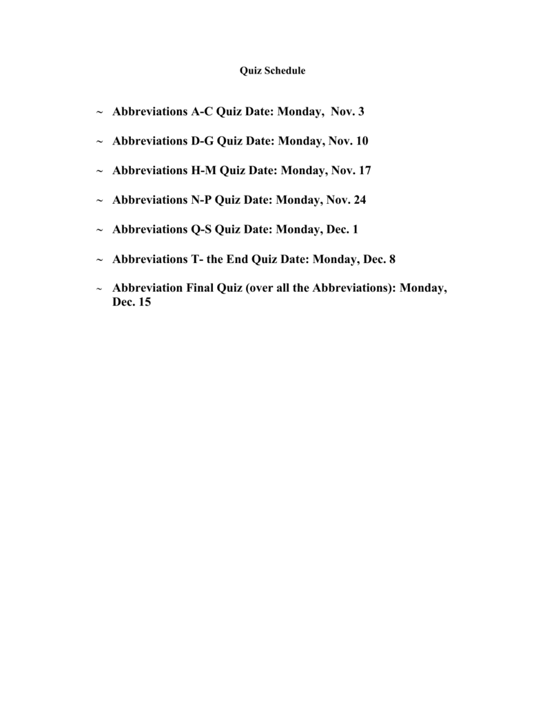 Medical Abbreviations Packet