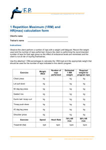 Repetition Maximum and HR(max)
