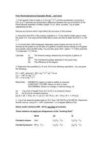First Thermodynamics Examples Sheet .. and more