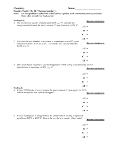 Practice Test 2 Ch. 11 (Thermochemistry)