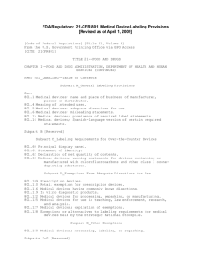 FDA Regulation: 21-CFR-801 Medical Device Labeling