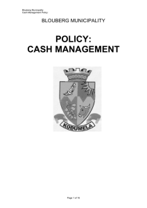 cash management policy - Blouberg Local Municipality