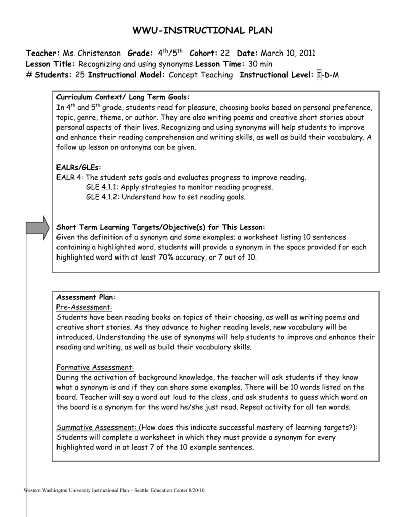 Instructional Plan Template