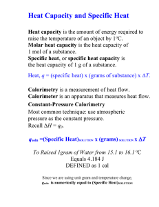 Heat Capacity and Specific Heat
