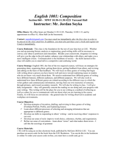 Jordan Soyka – English 1001 Syllabus