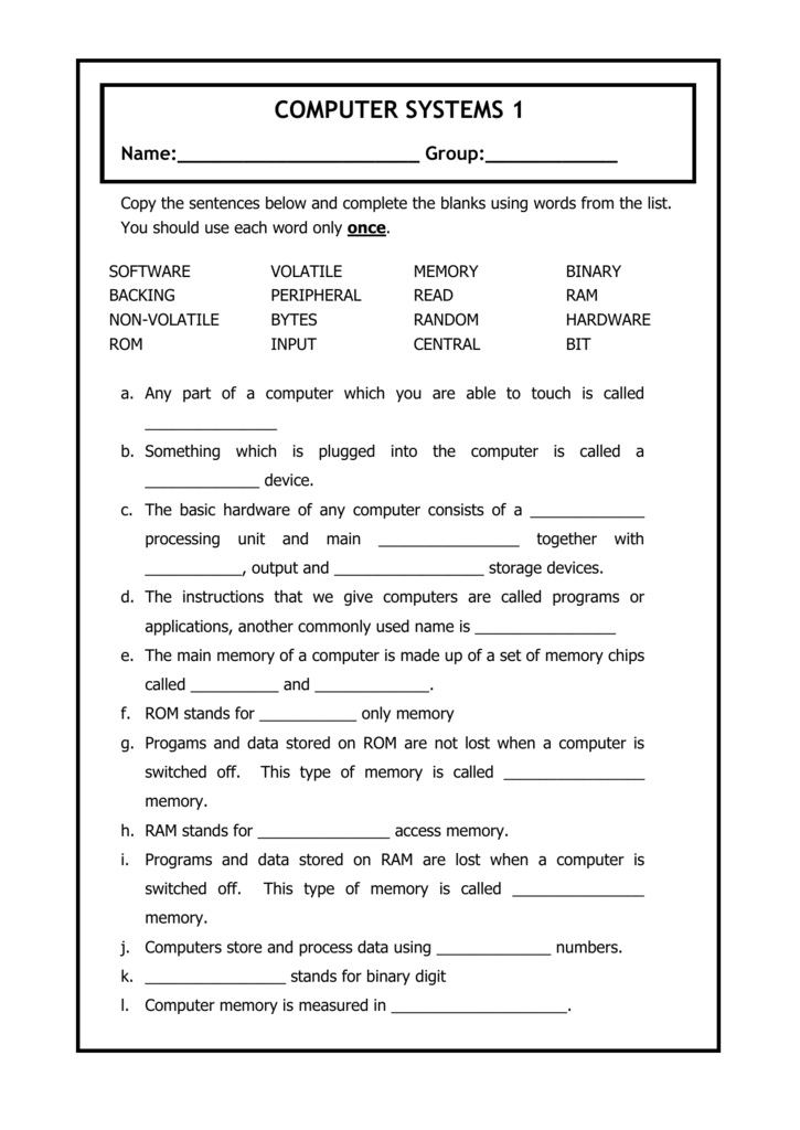 Computer Hardware And Software Worksheet Answers Worksheet List