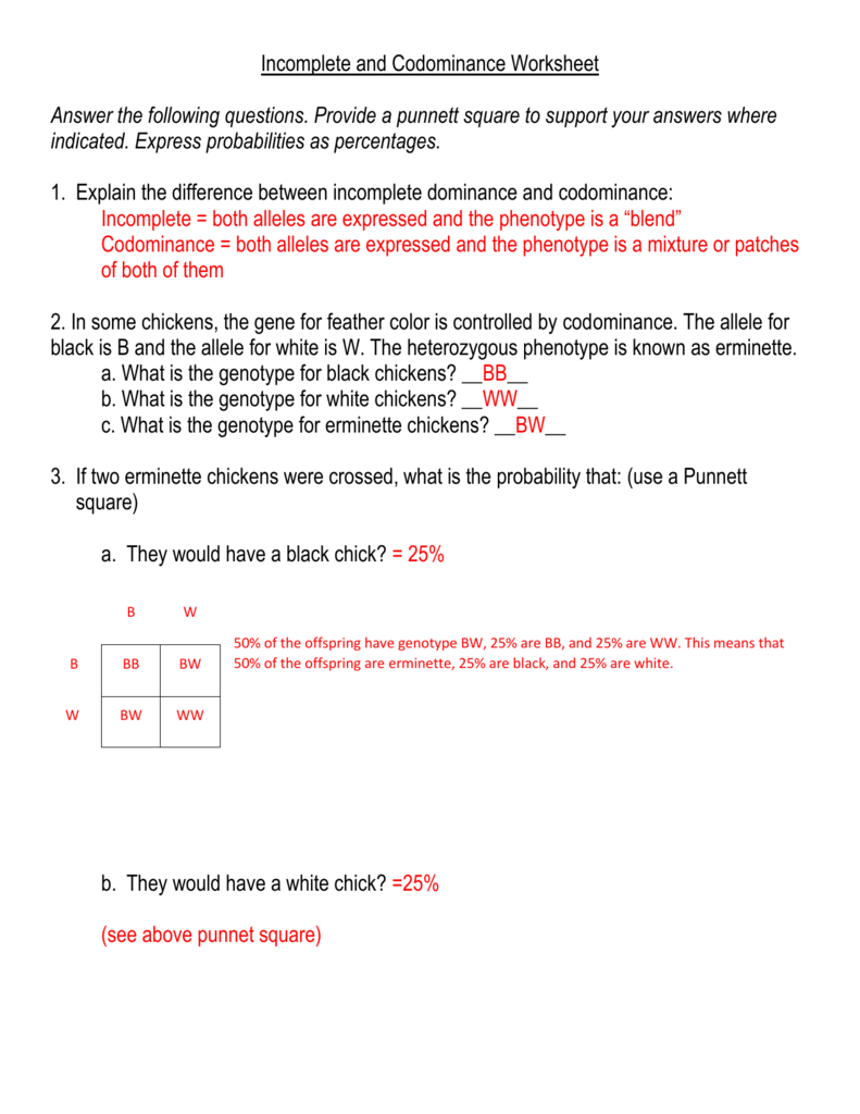 Incomplete-and-Codominance With Regard To Incomplete And Codominance Worksheet